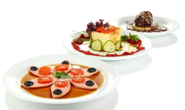 Zestaw trzech dań w stylu restauracyjnym